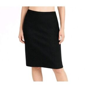 ST. JOHN CAVIAR Size 8 Black Wool Blend Santana Knit Knee Length Pencil Skirt